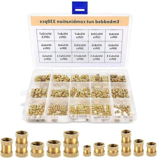Set di viti in rame da 330 pezzi - M2 M3 M4 M5 - viti a rame - set di viti da incastrare - parti 3D - riscaldamento ultrasonico incastramento rapido.