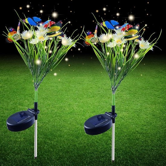 Lampada solare per esterno fiori di campo illuminazione giardino acqua resistente palo giardino albero terrazza patio decorazione