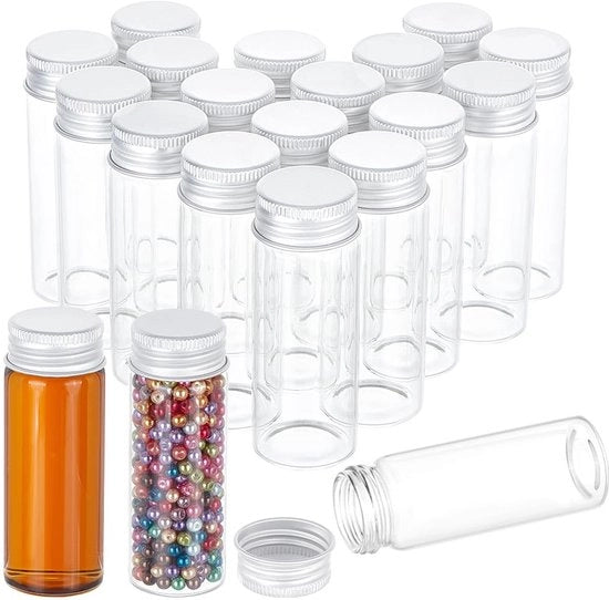 Set di bicchieri in vetro 20 pezzi - 40 ml - Chiusura ermetica - Sigillatura - Bottiglie giganti - Articoli di compleanno - Translucido - Bottiglie giganti