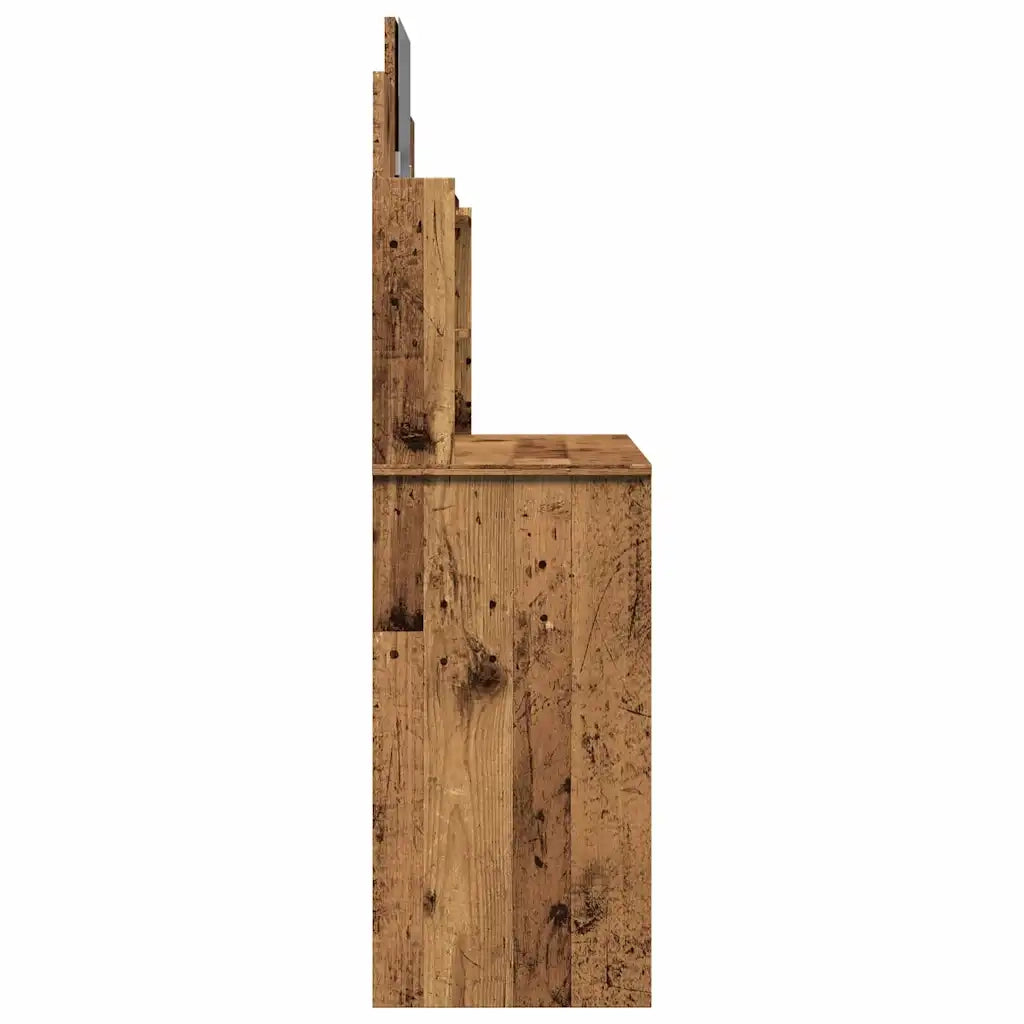 Toeletta con Specchio-Tavolo da Vanit¨¤ Legno Antico 96x39x142 cm