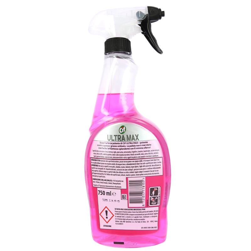 CIF SPRAY ULTRA MAX SGRASSATORE UNIVERSALE ROSA FAST X2 POWER 750ML