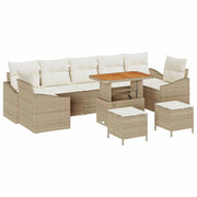 Set Divano da Giardino con cuscino 10 pcs Beige Poly Rattan