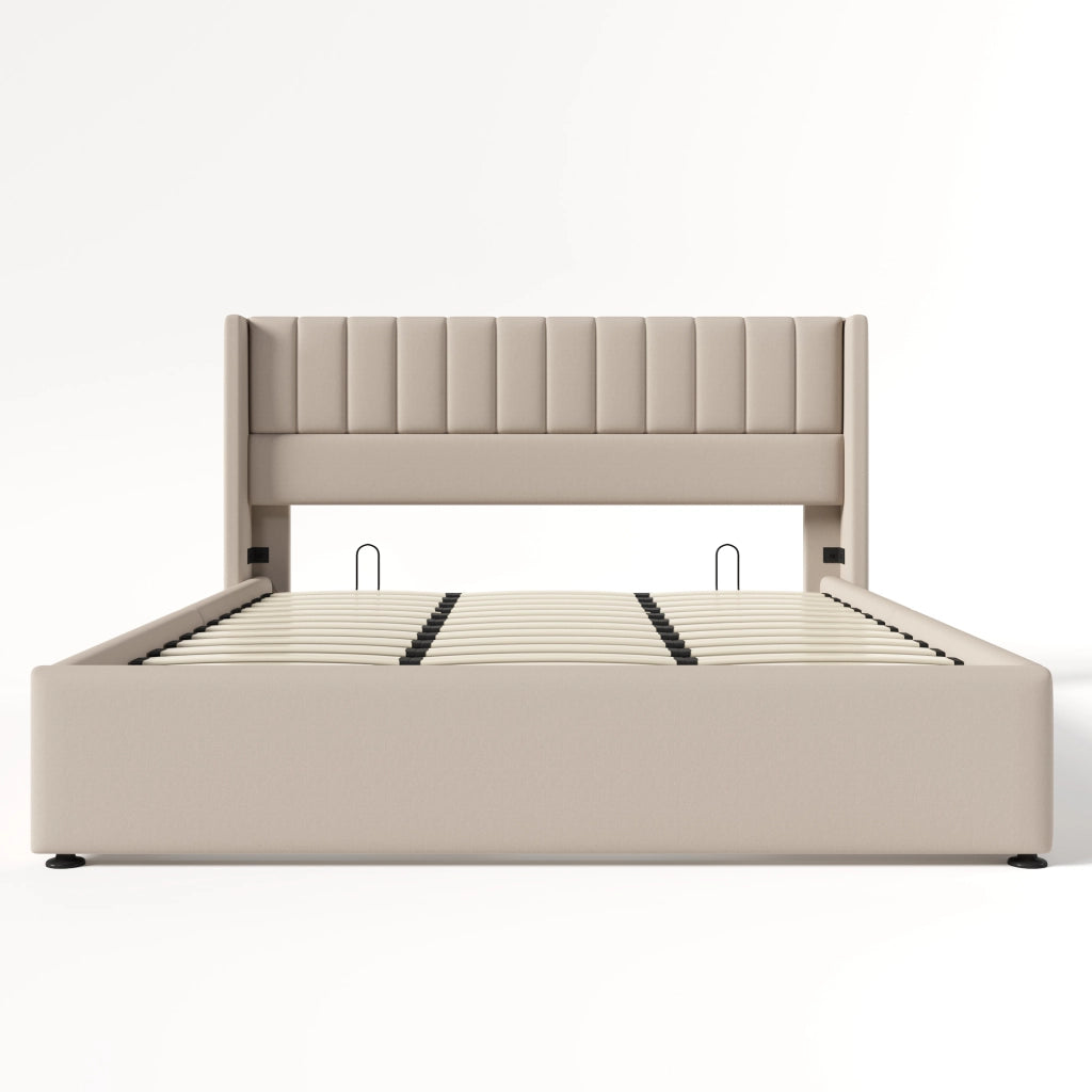 letto imbottito lino beige 180x200 cm