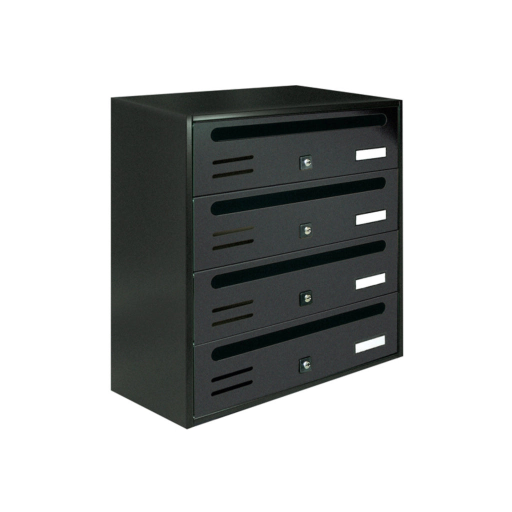 ALUBOX CUBO Cassette Postali Condominiali 4 Posti 43X38,5X25 Cm In Lamiera Zincata Cassetta Postale Condominiale Orizzontale Da Interno Ed Esterno Protetto COLORE: ANTRACITE