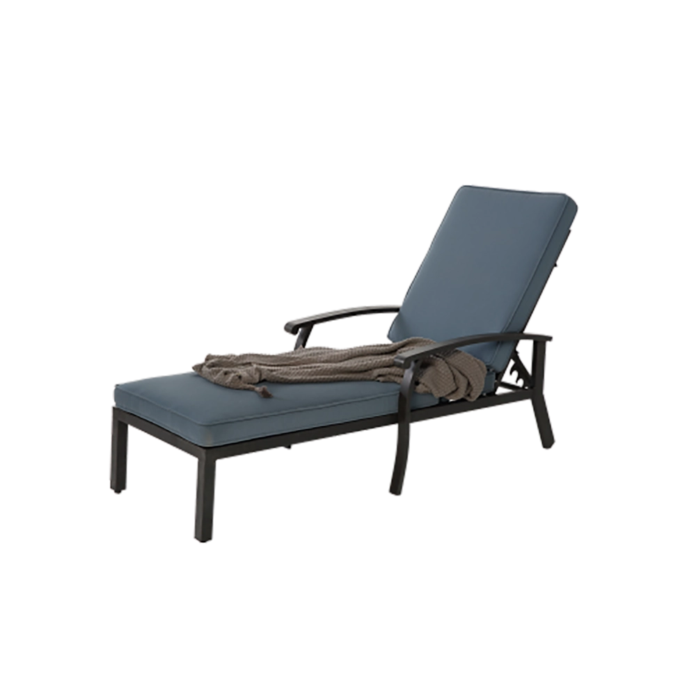Chaise longue patio regolabile - Xylo - Cuscino blu impermeabile in alluminio resistente alla ruggine