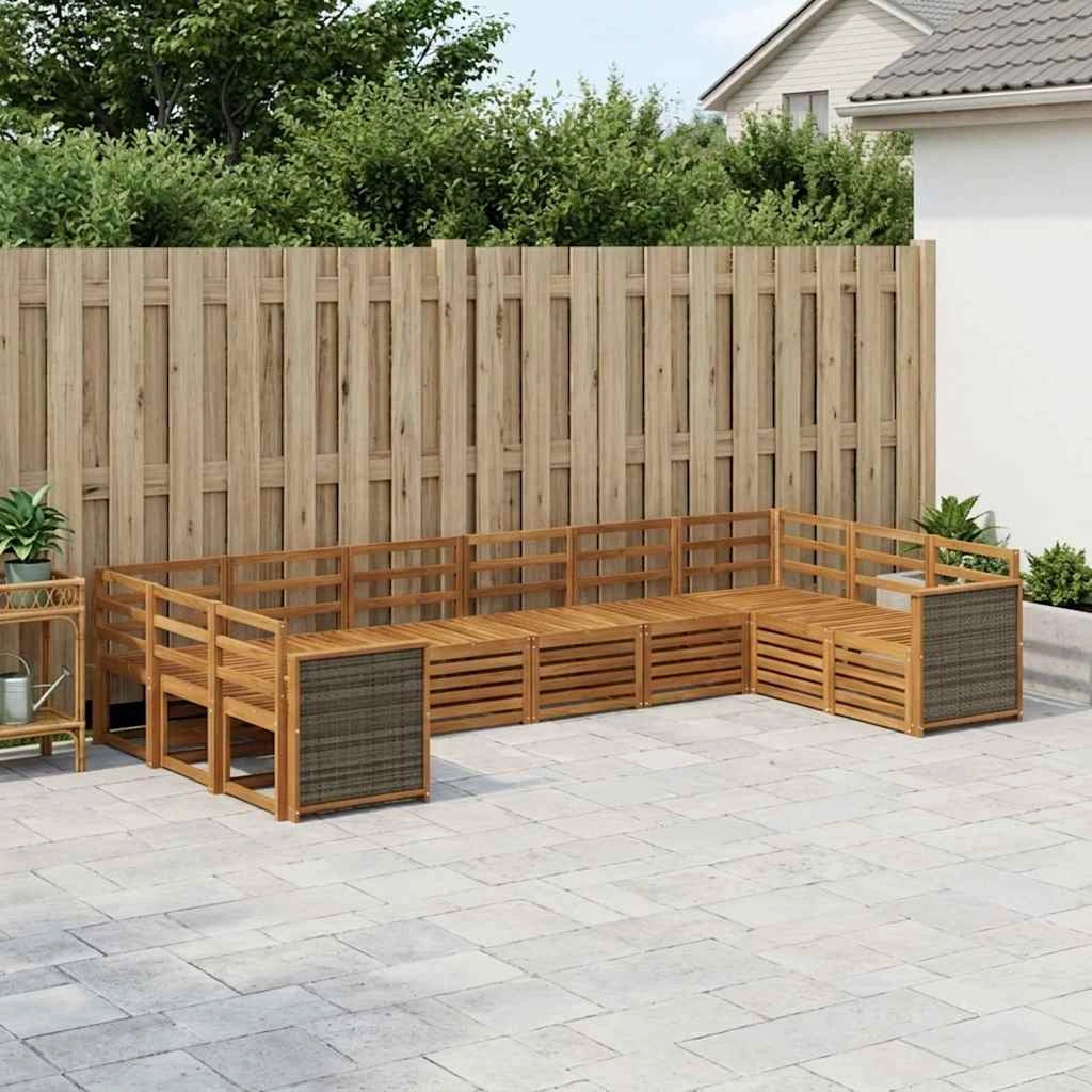 Set di divani da esterno 7 pz Naturale Legno di Acacia Massello 3384885