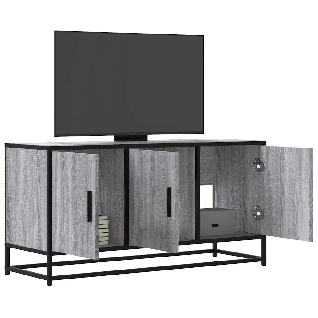 Mobile TV-Credenza TV-Console TV Grigio Sonoma 100x35x50 cm Legno Multistrato Metallo