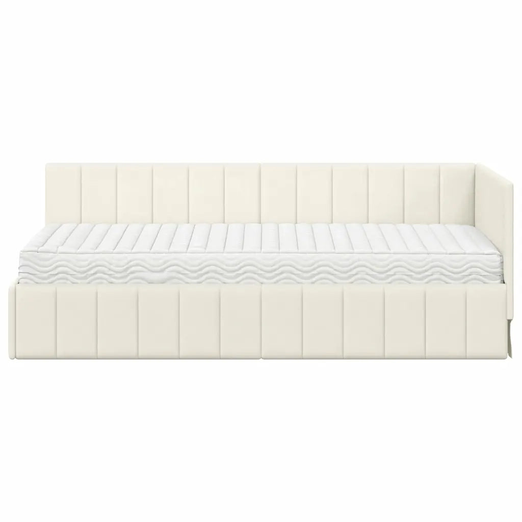 Struttura Letto Angolare con Materasso 2 pcs Crema Velluto 3393845