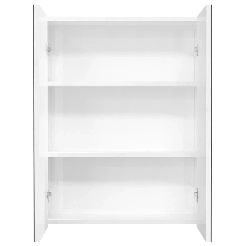 Mobiletto specchio da bagno 60 x 15 x 75cm bianco lucido MDF 02_0006708