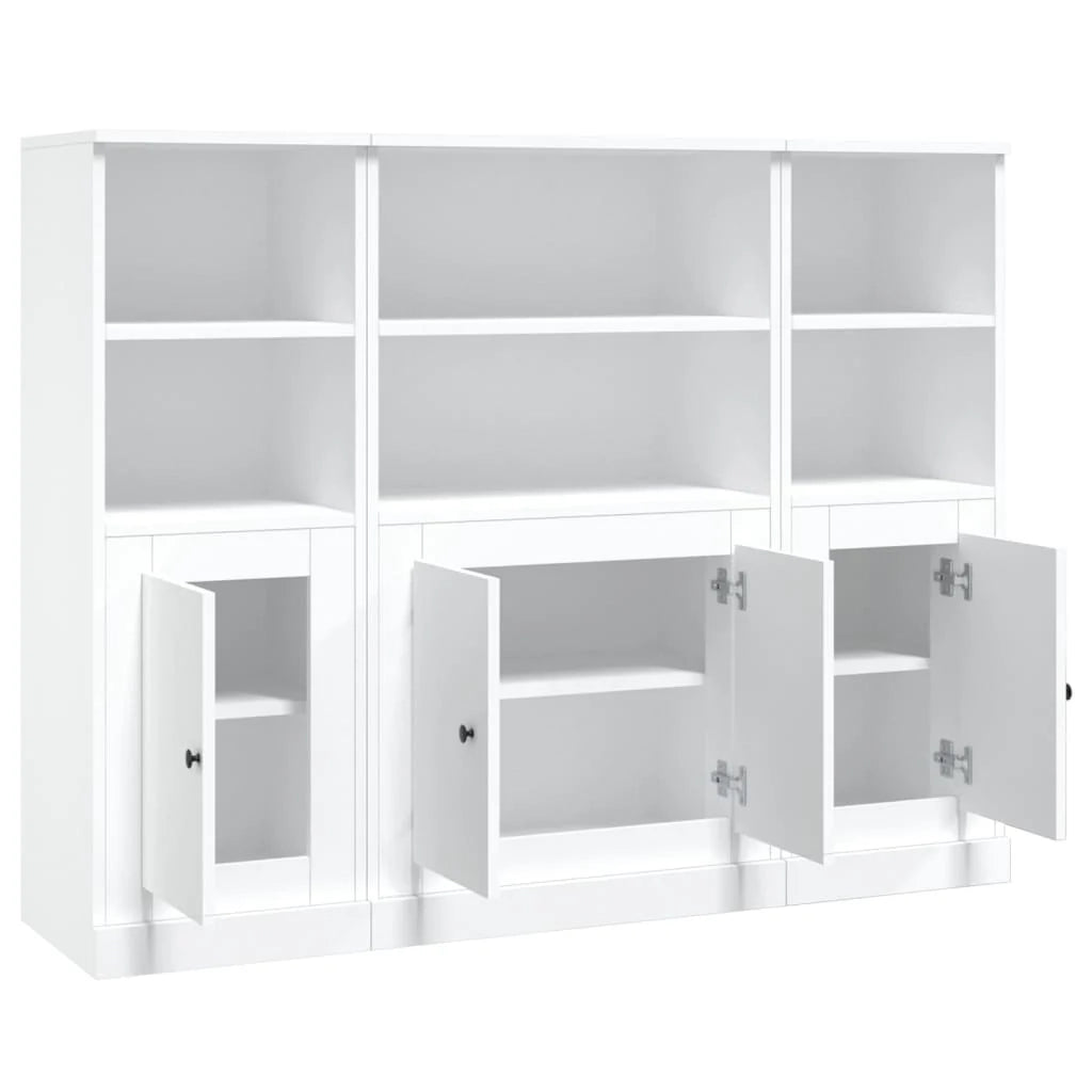 Buffet credenza cassettiera armadio mobile contenitore organizer per cucina soggiorno salotti 3 pezzi legno ingegnerizzato bianco 02_0036994