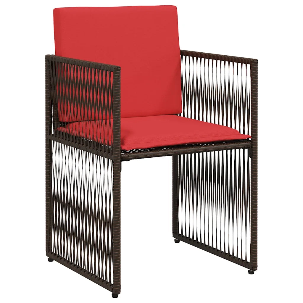 Set da pranzo da giardino da 7 pz con Cuscini in Polyrattan Marrone 369015