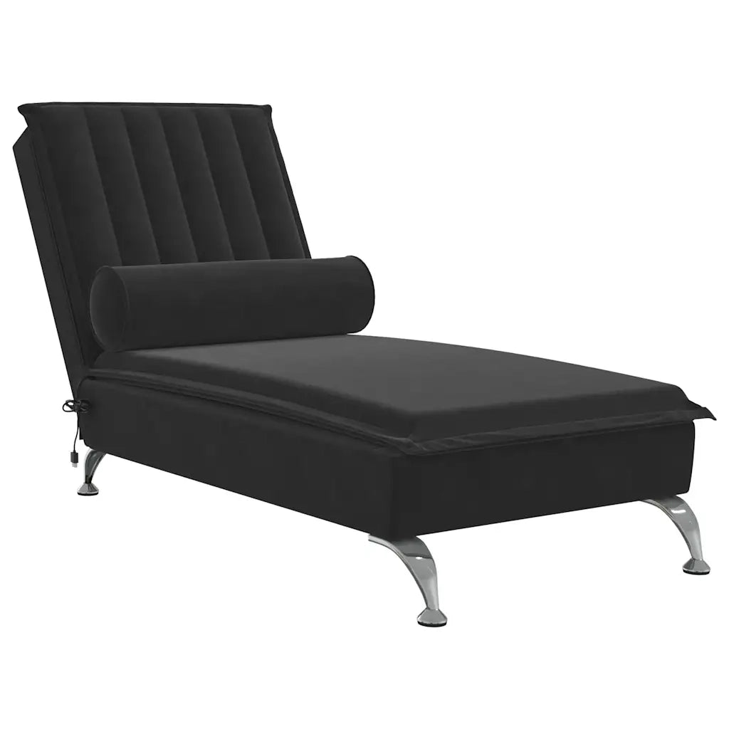Chaise Longue Massaggi con Cuscino a Rullo Nero in Velluto CFW1694989