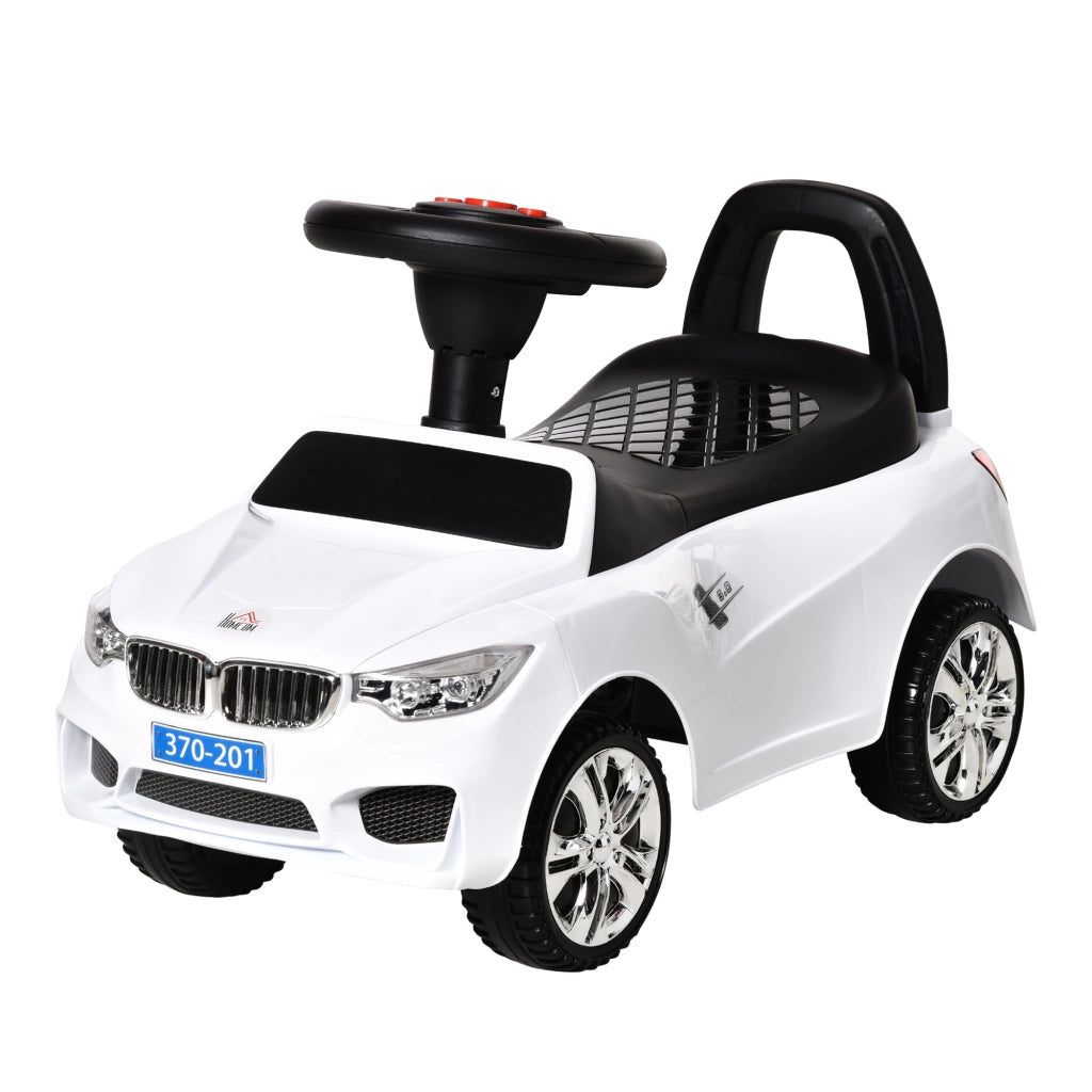 Macchinina Cavalcabile per Bambini con Volante e Luci ¨C zephmum ¨C Bianco