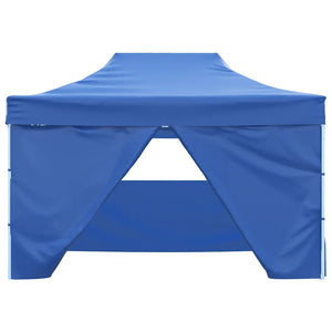 Gazebo Professionale Pieghevole con 4 Pareti 3x4 m Acciaio Blu 48891