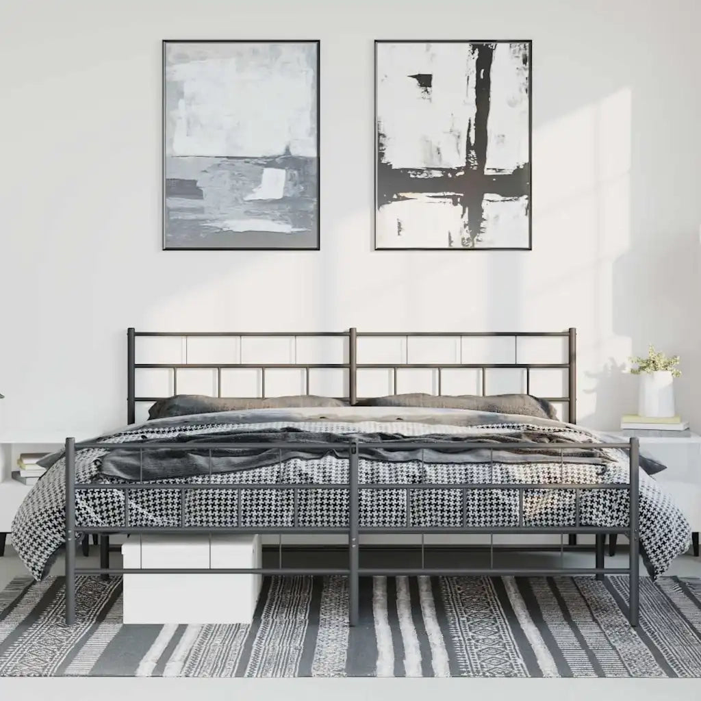 Giroletto con Testiera e Pediera Metallo Nero 183x213 cm 355682