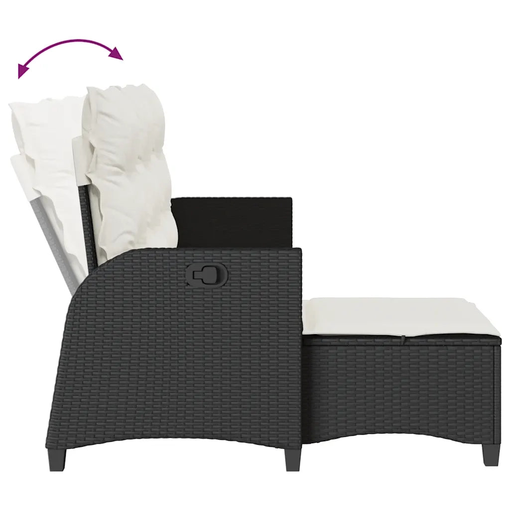 Divano da Giardino Reclinabile a L con Cuscini-Sofa da Giardino Nero Polyrattan