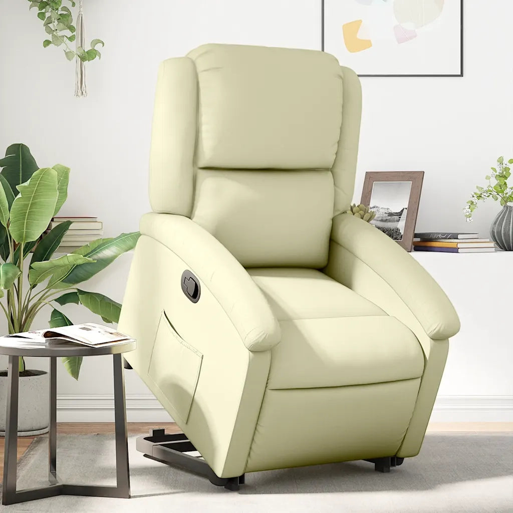 Poltrona Alzapersona Reclinabile Crema in Vera Pelle 3204264