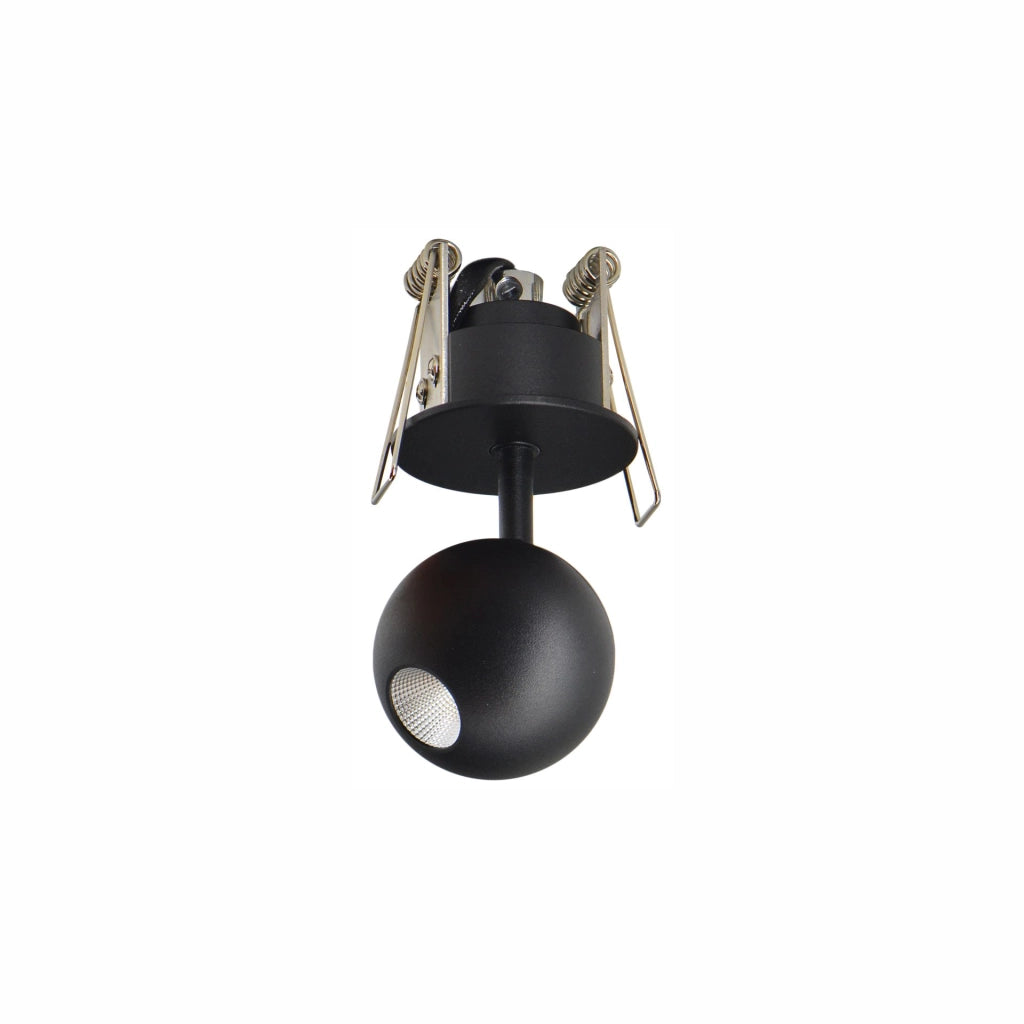 Mini Bora Faretto LED da incasso a soffitto 4,5W 38 gradi 3000K Nero Opaco orientabile ad alta resa cromatica CRI 93 per illuminazione d'accento