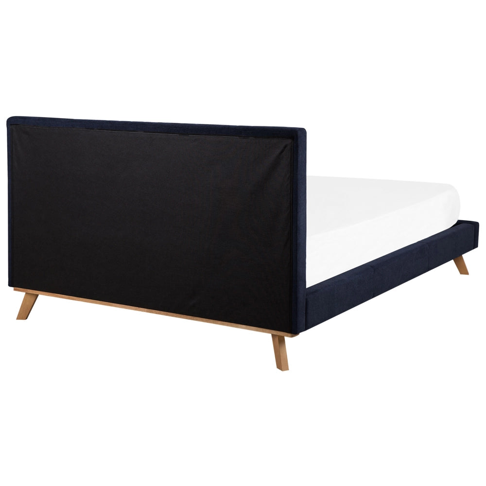 Letto 180 x 200 cm ciniglia blu scuro con struttura imbottita testiera trapuntata a canale