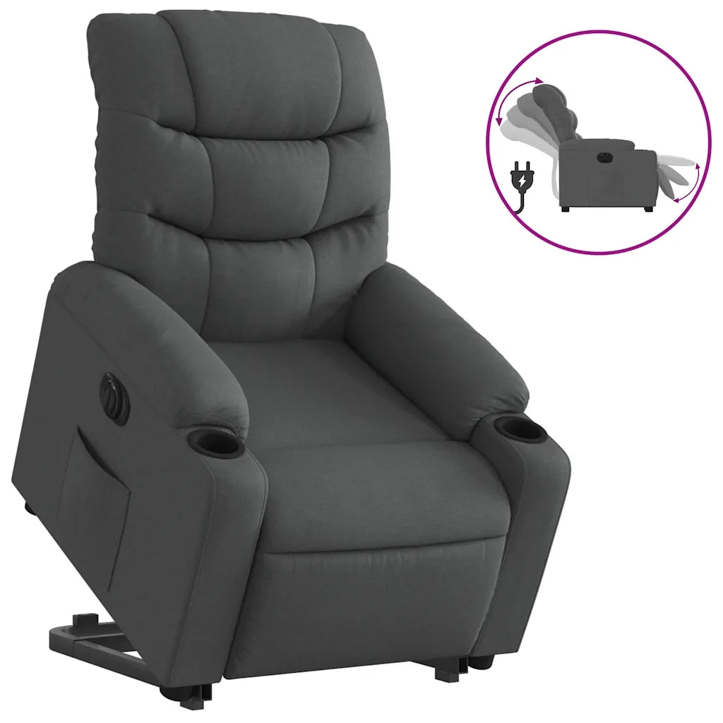 Poltrona Alzapersona Reclinabile Elettrica Grigio Scuro Tessuto 3206664