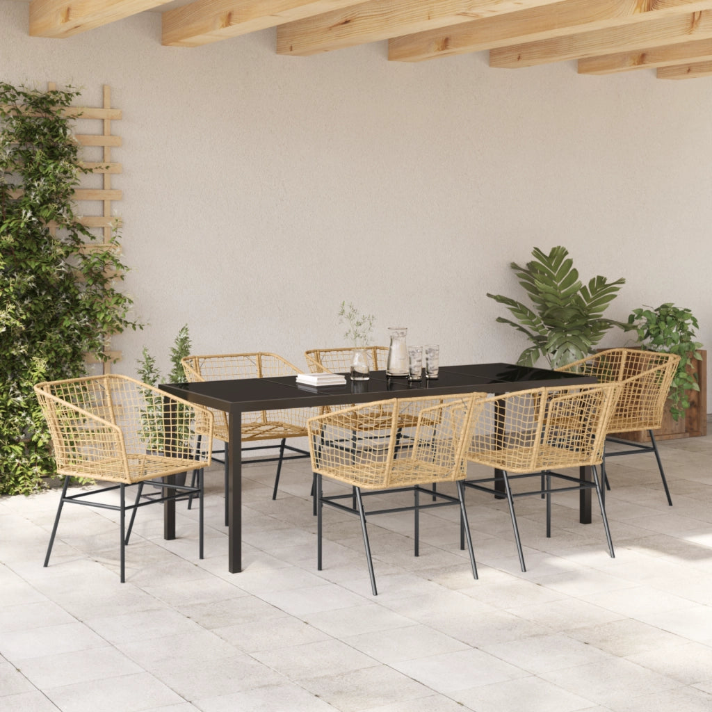 Set di Mobili da Pranzo da Giardino 7 Pezzi Marrone Polyrattan