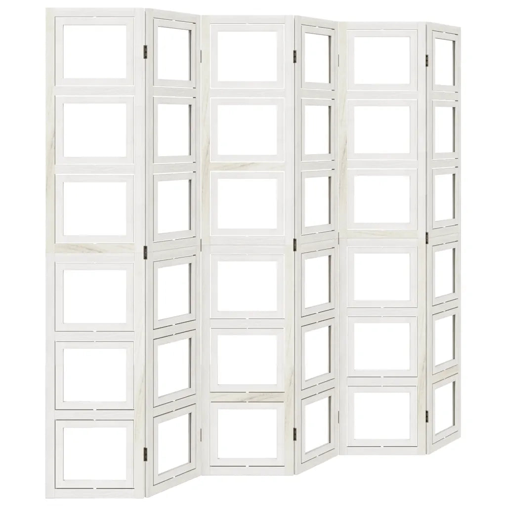 Divisorio Ambienti 6Pannelli Bianco Legno Massello di Paulownia 358699