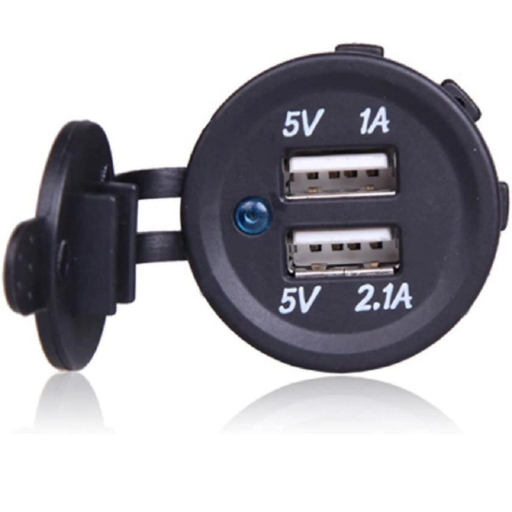 Trade Shop - Presa Di Ricarica 1a 2.1a 12v Moto Impermeabile Doppia Porta Usb Atv Barca Auto -