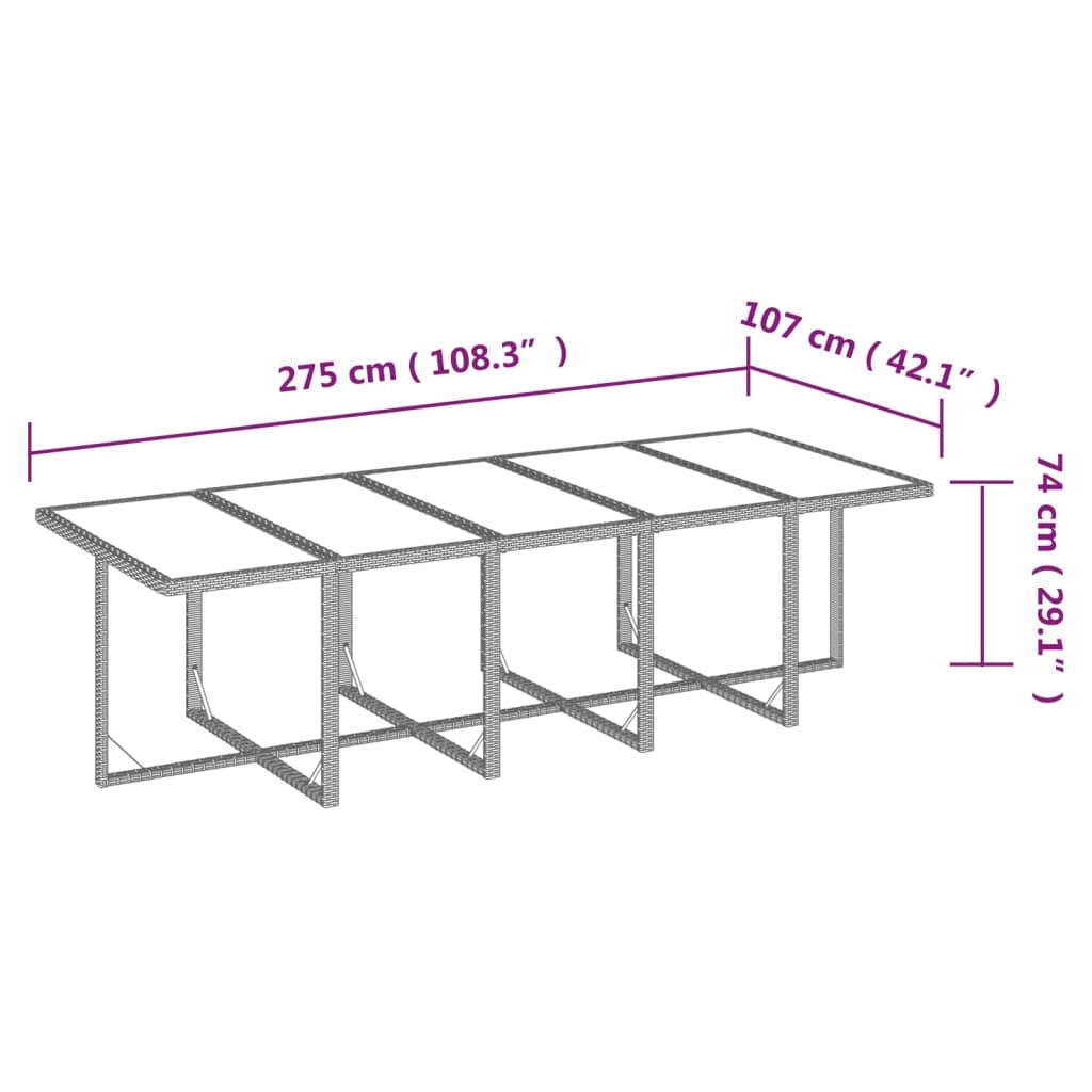 Set da pranzo da giardino mobili da esterno cuscini 15 pz poly rattan nero 02_0014424