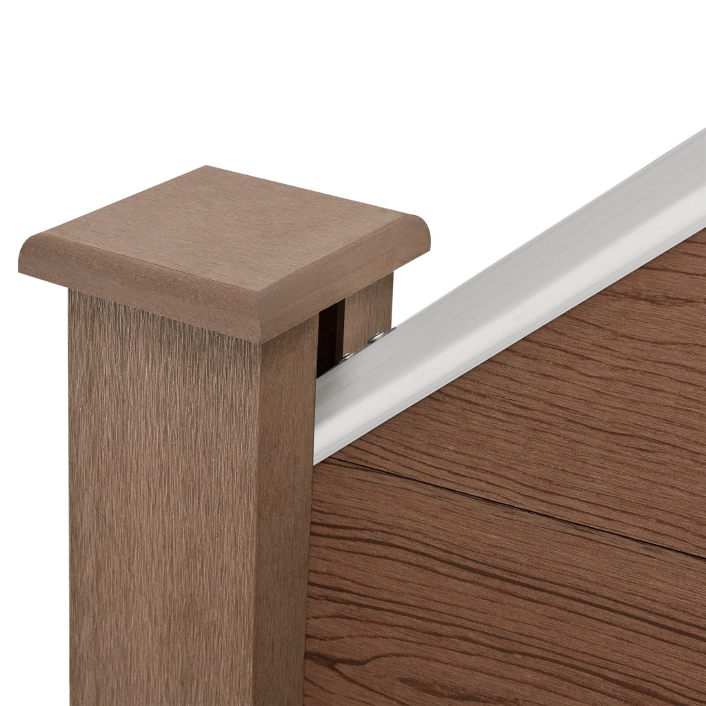 Recinzione in WPC Segovia per Giardino Elemento Terminale Inclinato Alto 180 cm Lungo 96 cm Marrone NEU.HOLZ
