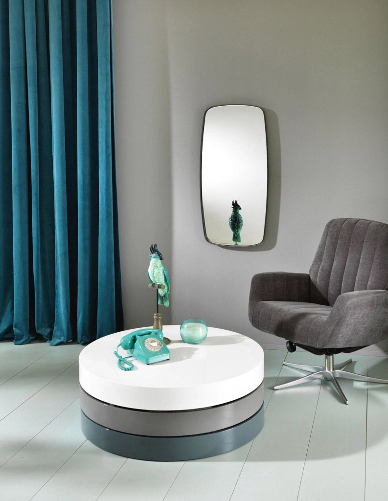Tavolino da Salotto 90x90xH32 cm in MDF Twist 1 Bianco e Grigio scuro