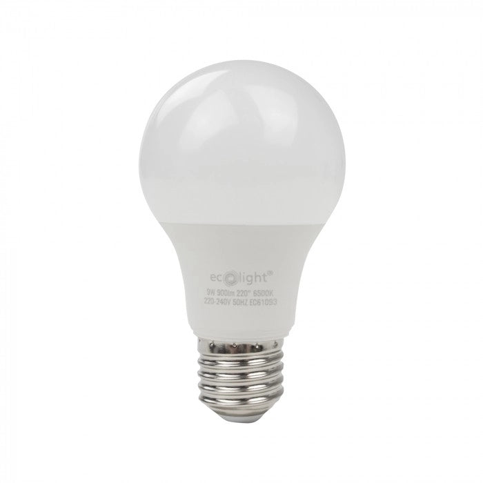 Lampadina LED sferica E27 9W 900lm 6500K anti-sfarfallio Ecolight