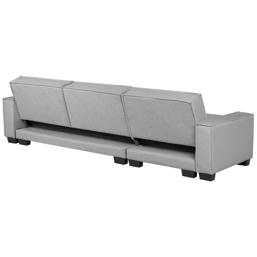 Divano letto ad angolo Letto a L a 3 posti con rivestimento in tessuto grigio