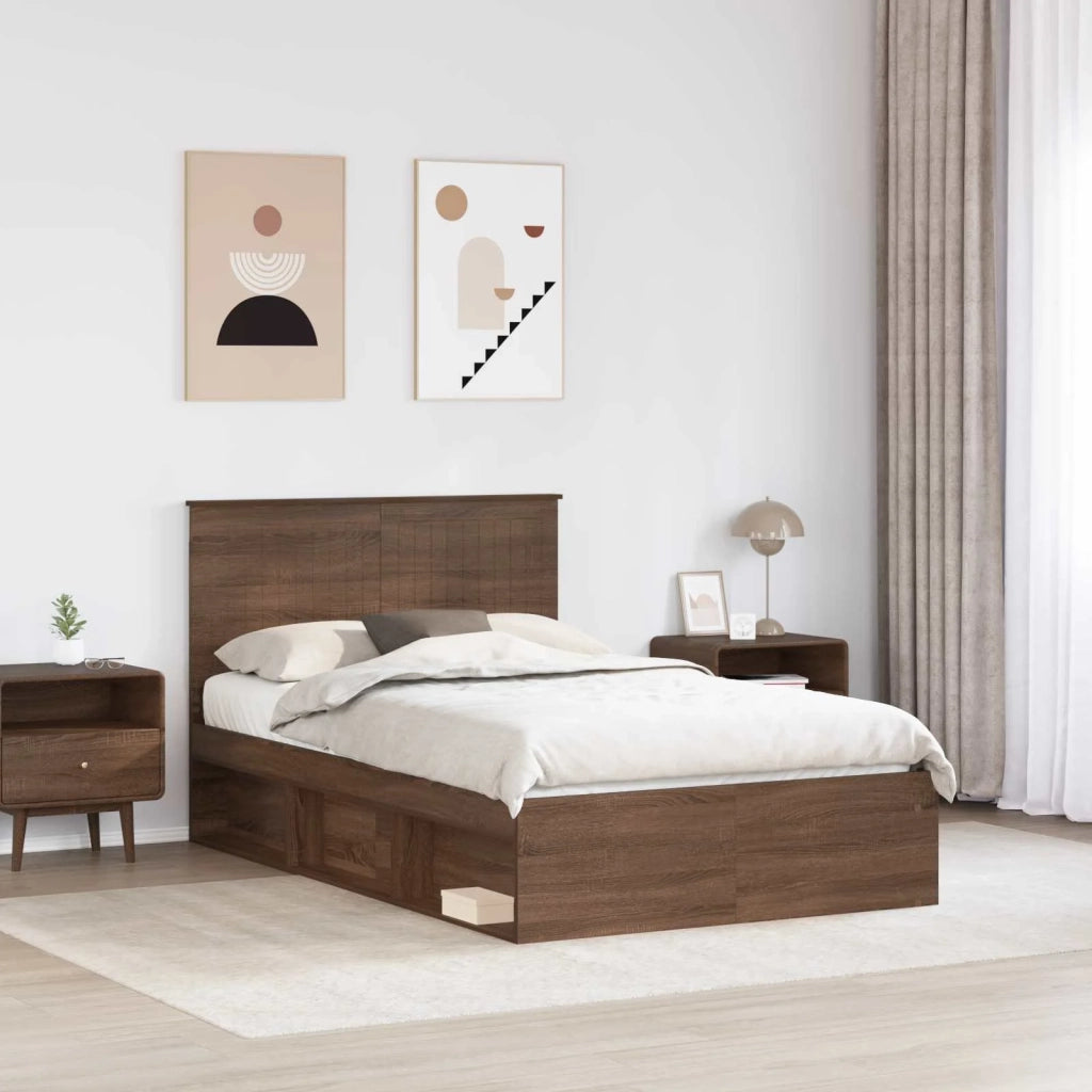 Struttura del letto Rovere Marrone 120 x 200 cm Pino massello 3411034