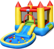Cuscino di Salto - Il Castello Magico con Pista d'Acqua, Area di Salto e Bambola Inflabile per Bambini