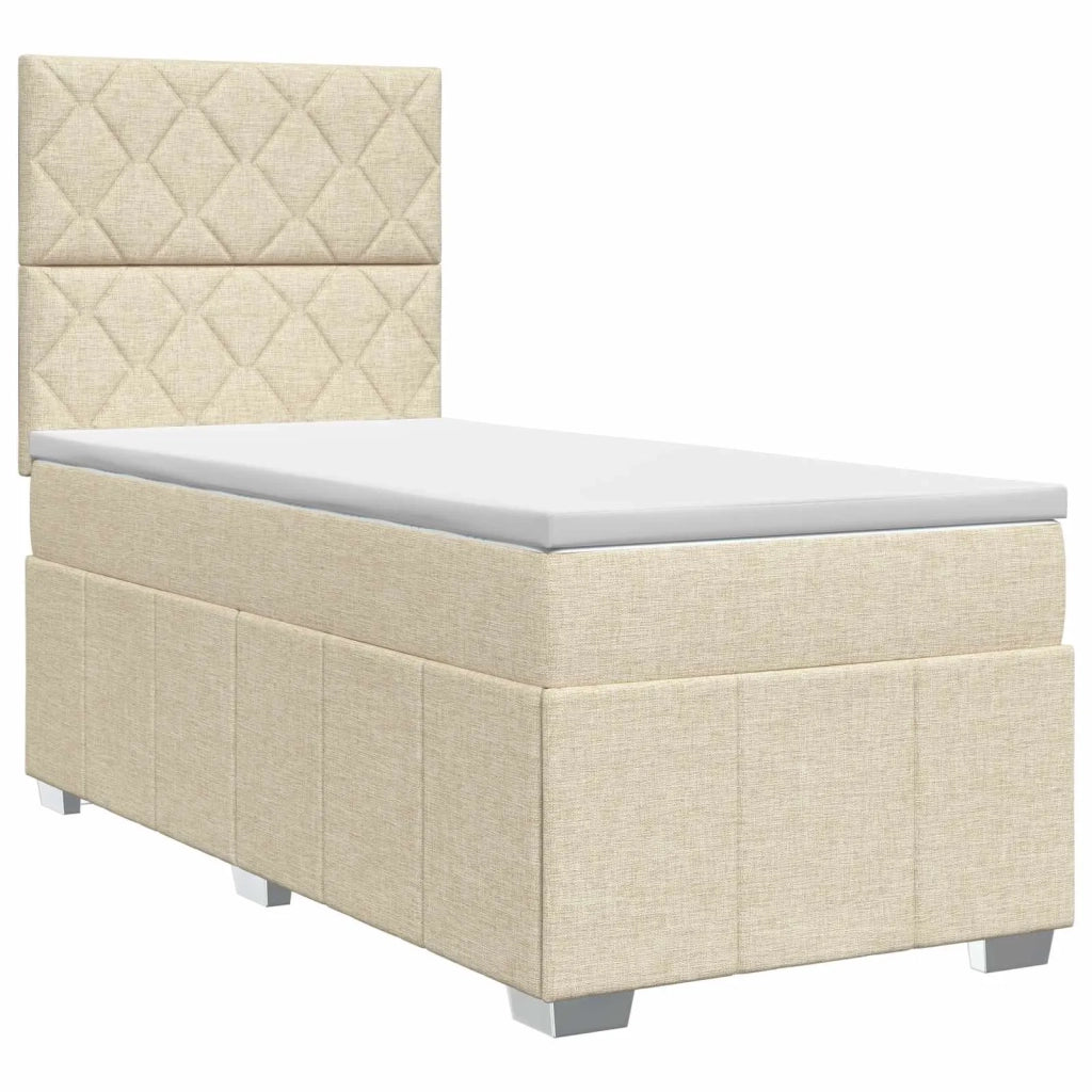 Letto box spring con materasso Crema 100 x 200 cm Tessuto 3454083