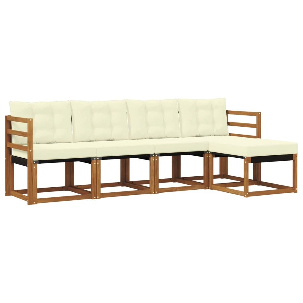 Set di divani da esterno con cuscino 5 pcs Naturale e Crema