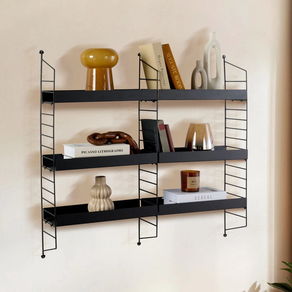 Scurelle, Mensola 3 Ripiani, 98x21x100h cm Nero