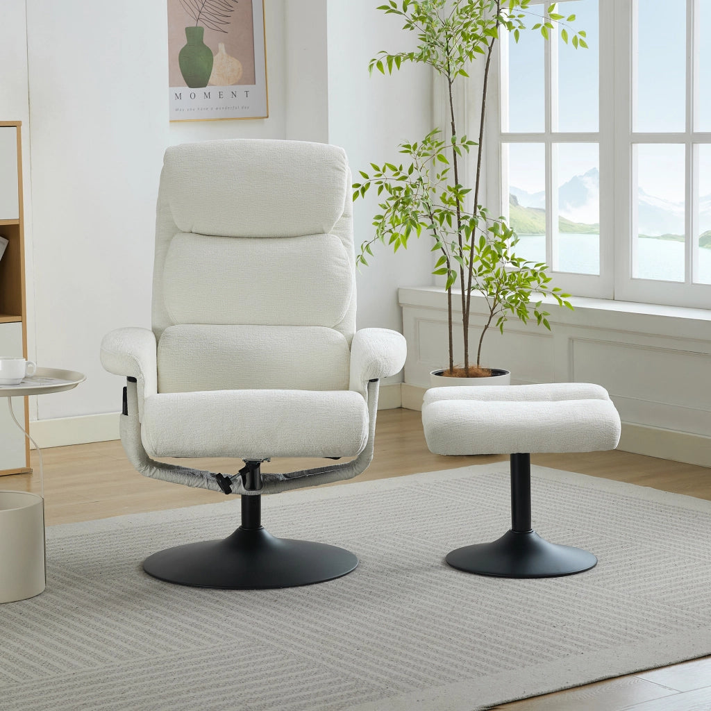 POLTRONA Relax con massaggio a 5 punti, riscaldamento, girevole 360°, 77x75,5x100 cm, bianca
