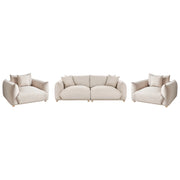 Set di divani in tessuto beige chiaro a 5 posti con cuscini e poltrone Divano da soggiorno
