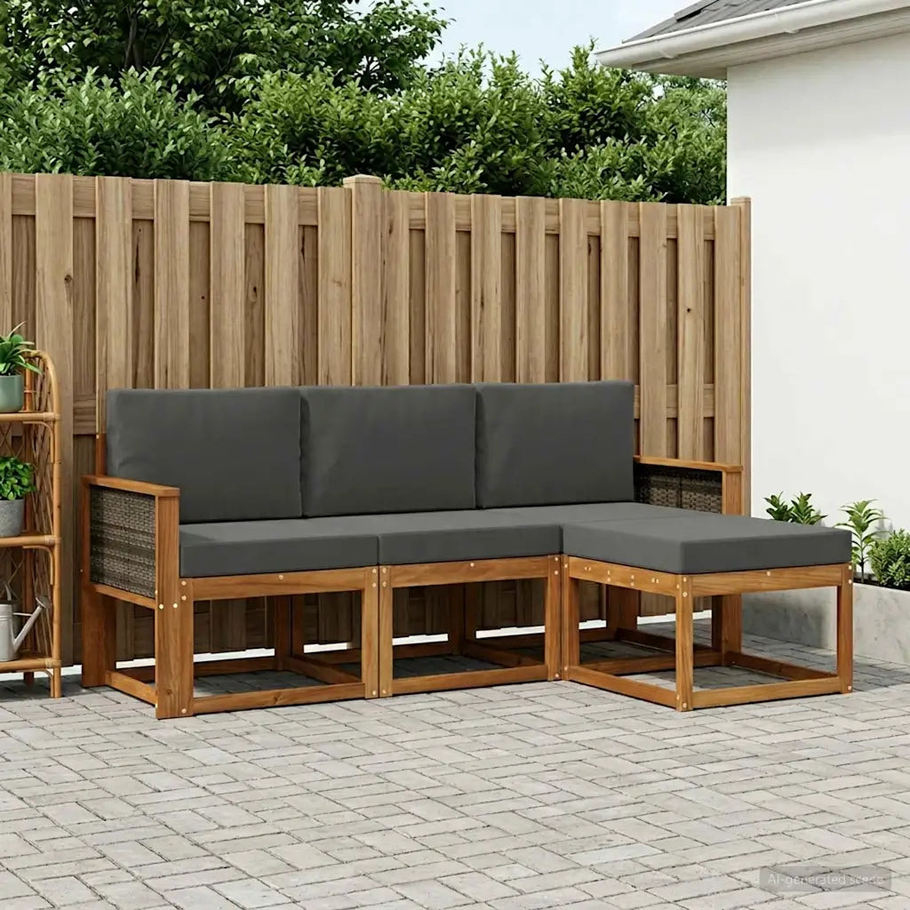 Set di divani da esterno con cuscino 4 pcs Naturale e Antracite 3385108