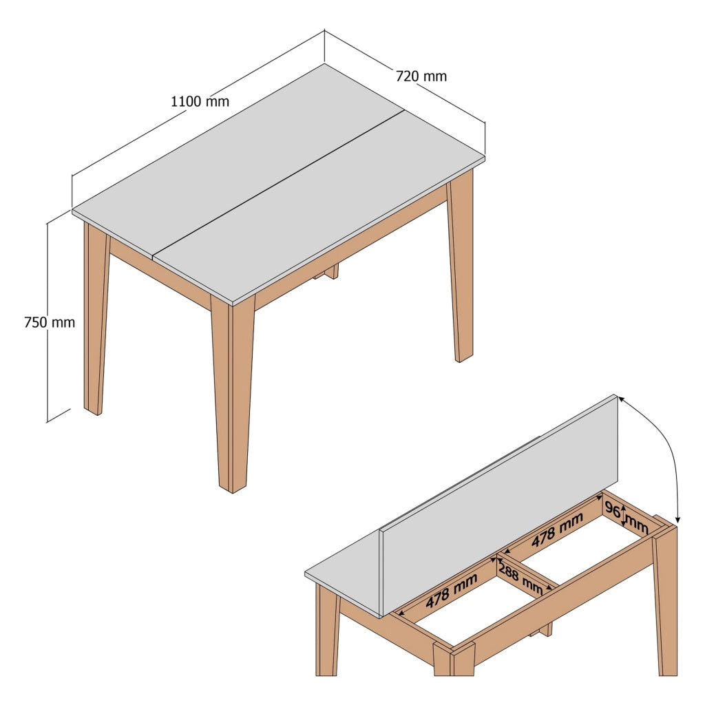 Madone, Tavolo Fisso 6 Posti, 110x72x75h cm Marrone Noce