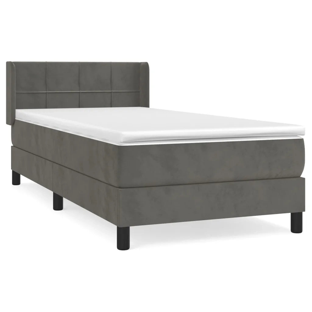 Giroletto a Molle con Materasso Grigio Scuro 90x200 cm Velluto 3130938