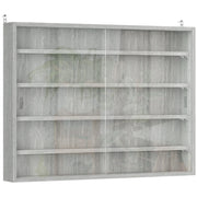 Vetrina per Collezionismo 80x9,5x60 cm a 4 Ripiani Regolabili in Legno con Ante in Vetro Grigio