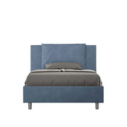 BS COM Letto una piazza e mezza con rete imbottito 120x210 microfibra blu