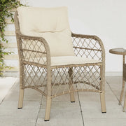 Sedie da Giardino con Cuscini 2 pz Beige in Polyrattan 365156