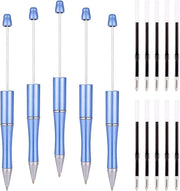 Pacchetto di 5 penne con 10 iniezioni di 1 mm di plastica, penne con asta nera, inchiostro blu, per la produzione di penne, uso scolastico e ufficio, attrezzature artigianali.