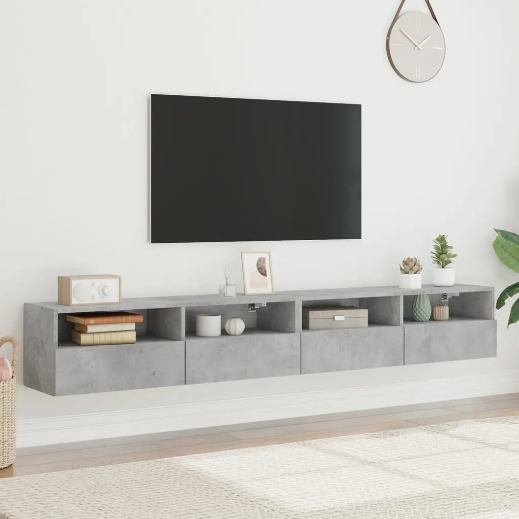 Mobili TV Muro 2pz | Armadietto TV | Mobile Porta TV Grigio Cemento 100x30x30cm Legno Multistrato