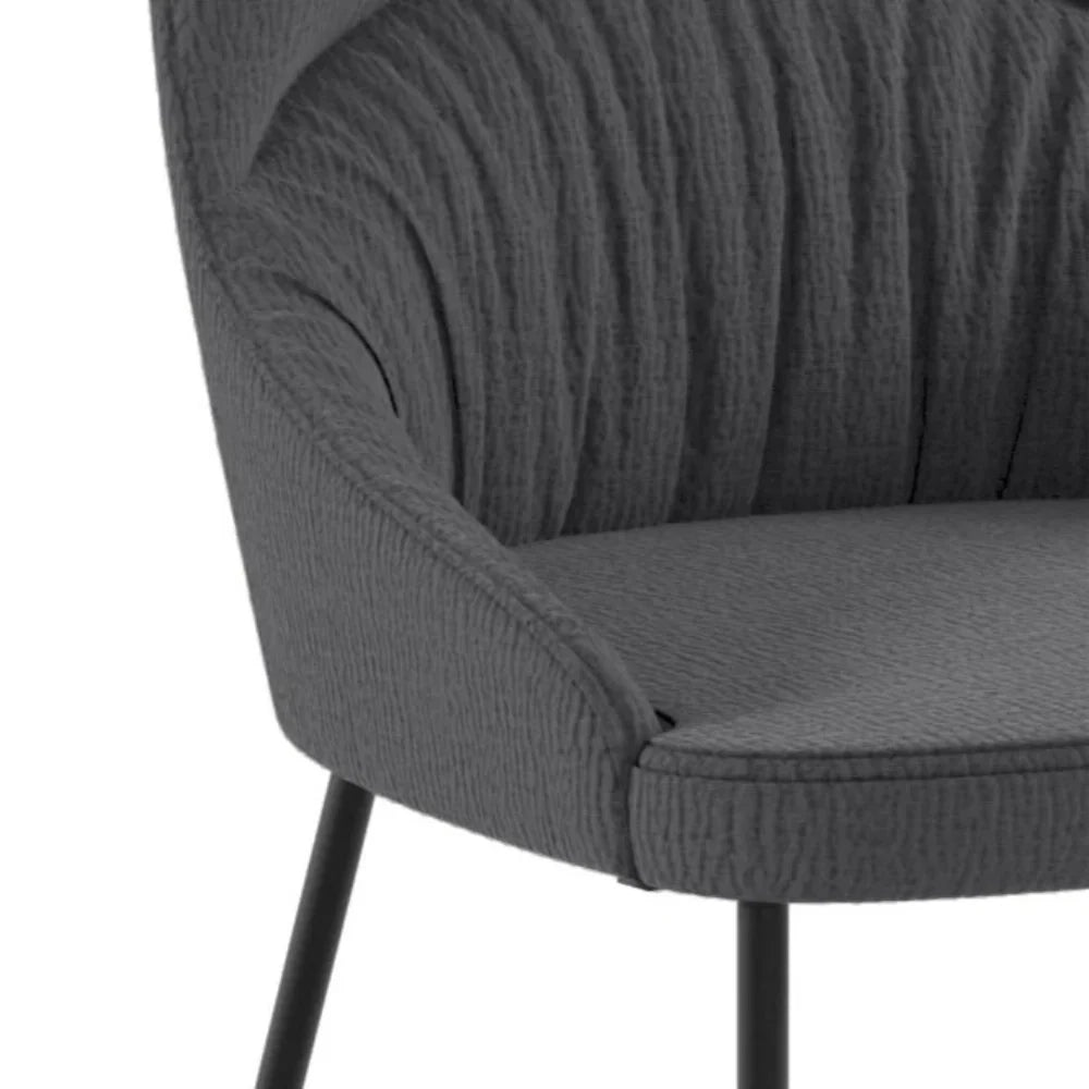 Set di 4 sedie da pranzo imbottite in tessuto grigio scuro Harmony con struttura in metallo facili da pulire | Duzzle