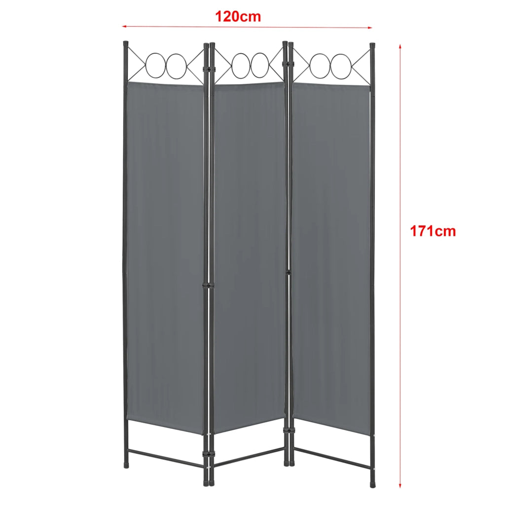 Schermo divisorio per la privacy Saragossa a 3 pannelli 171 x 120 cm grigio scuro 03_0008056