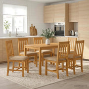 Set da pranzo 7 pz Beige Legno di Quercia Massello 3430254